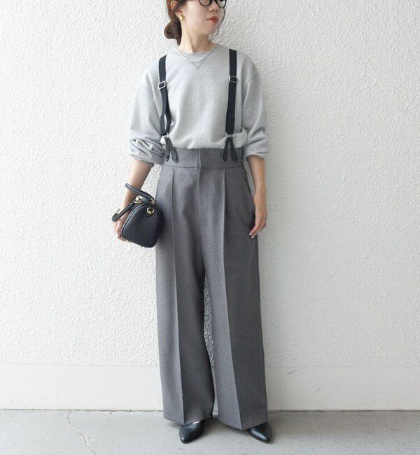 SHIPS any「SHIPS any:〈洗濯機可能〉マニッシュ サスペンダー ワイド パンツ 24FW」|その他|チャコールグレー
