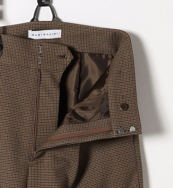 quaranciel「quaranciel:〈洗濯機可能〉チェック サスペンダー付 タック ワイド パンツ」|スラックス|