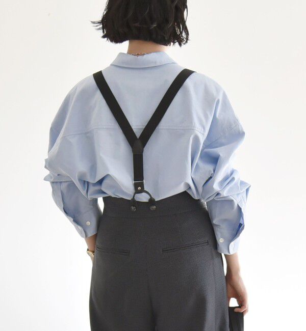 quaranciel「quaranciel:〈洗濯機可能〉チェック サスペンダー付 タック ワイド パンツ」|スラックス|