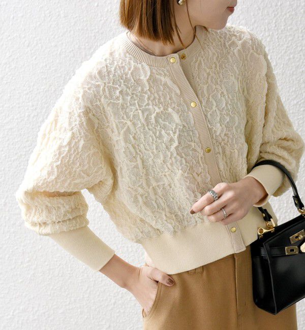 SHIPS any「SHIPS any:〈手洗い可能〉ジャカード バンピー コンパクト カーディガン」|カーディガン|