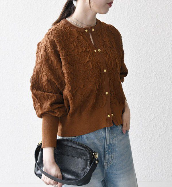 SHIPS any「SHIPS any:〈手洗い可能〉ジャカード バンピー コンパクト カーディガン」|カーディガン|