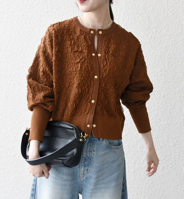 SHIPS any「SHIPS any:〈手洗い可能〉ジャカード バンピー コンパクト カーディガン」|カーディガン|