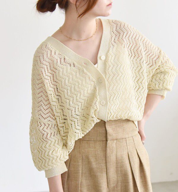 quaranciel「quaranciel:〈手洗い可能〉バルキーレース ドルマン スリーブ カーディガン」|カーディガン|