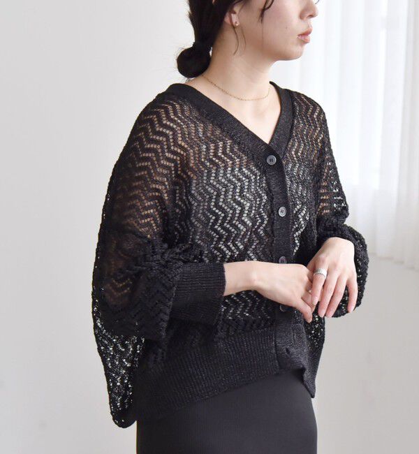 quaranciel「quaranciel:〈手洗い可能〉バルキーレース ドルマン スリーブ カーディガン」|カーディガン|