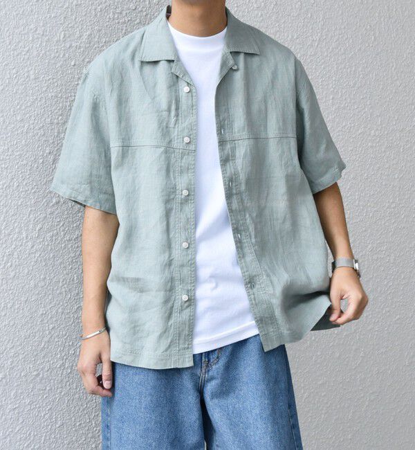 SHIPS any「SHIPS any:〈洗濯機可能〉NOVELTEX リネン オープンカラーシャツ(セットアップ対応)◇」|シャツ・ブラウス|