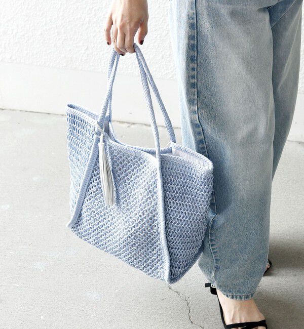 SHIPS any「SHIPS any: タッセル 透かし編み ペーパー トート バッグ」|トートバッグ|