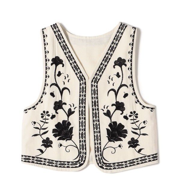 SHIPS for women「Fanaka:〈手洗い可能〉刺繍 ベスト」|ベスト・ジレ|オフホワイト