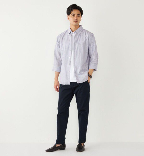 SHIPS Colors 「SHIPS Colors:コットン リネン ストライプ 7分袖 シャツ」|シャツ・ブラウス|