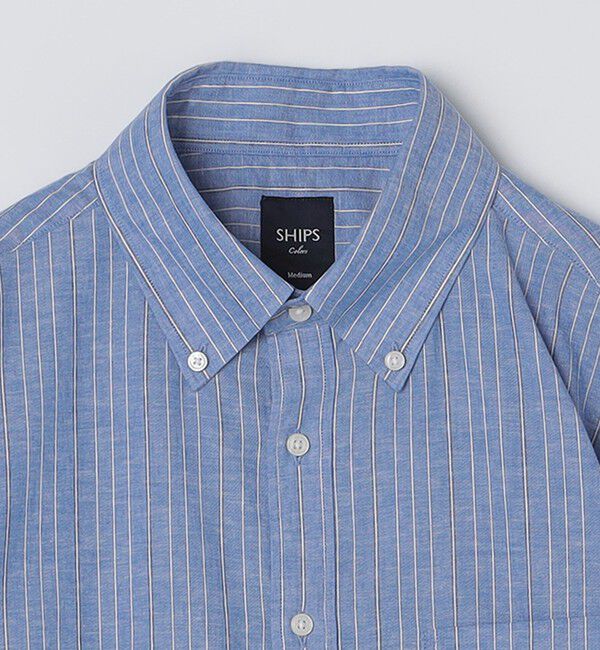 SHIPS Colors 「SHIPS Colors:コットン リネン ストライプ 7分袖 シャツ」|シャツ・ブラウス|