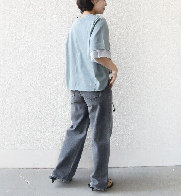 SHIPS for women「《一部追加予約》【WEB限定】〈接触冷感 / UVカット〉シアー オーガンジー コンビ プルオーバー」|Tシャツ・カットソー|