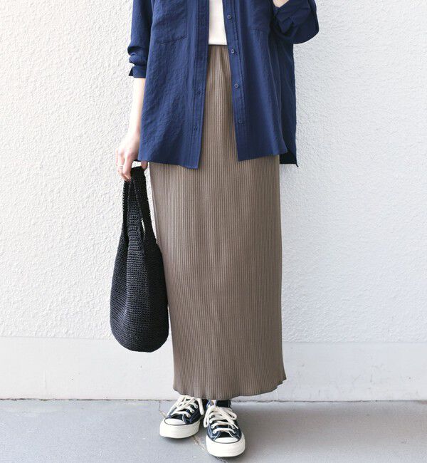 SHIPS Colors 「SHIPS Colors:〈手洗い可能・UVケア〉テレコ タイトスカート」|タイト|ダークブラウン