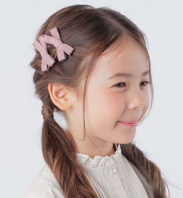 SHIPS KIDS「SHIPS KIDS:ツイル リボン ヘアピン セット」|その他|ピンク系