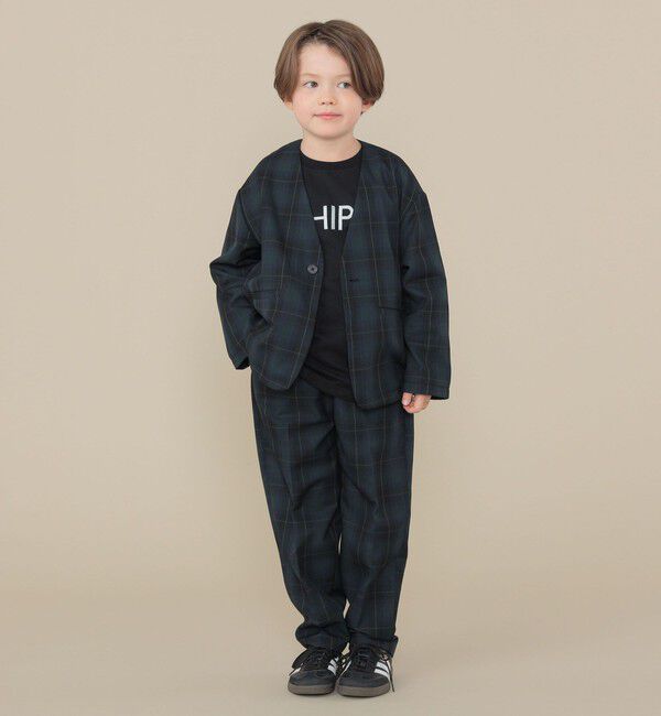 SHIPS KIDS「SHIPS KIDS:100～130cm /セレモニー チェック タック パンツ」|スラックス|