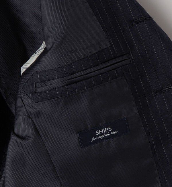 SHIPS KIDS「SHIPS KIDS:110～130cm /セレモニー ネイビー ストライプ ジャケット」|スーツ|