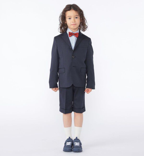 SHIPS KIDS「SHIPS KIDS:110～130cm /セレモニー ネイビー ストライプ ジャケット」|スーツ|