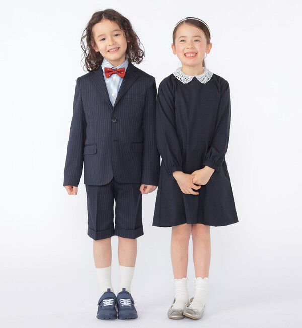 SHIPS KIDS「SHIPS KIDS:110～130cm /セレモニー ネイビー ストライプ ジャケット」|スーツ|