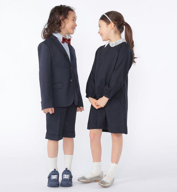 SHIPS KIDS「SHIPS KIDS:110～130cm /セレモニー ネイビー ストライプ ジャケット」|スーツ|