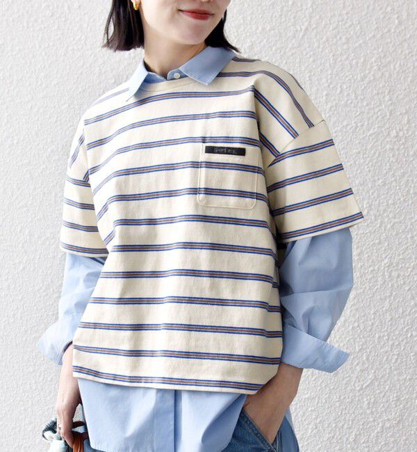 SHIPS any「SHIPS any:〈洗濯機可能〉マルチボーダー ワイド TEE」|Tシャツ・カットソー|