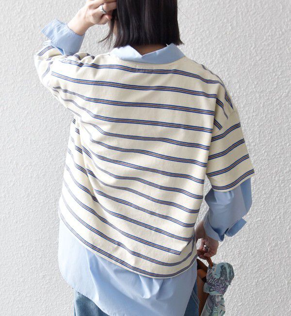 SHIPS any「SHIPS any:〈洗濯機可能〉マルチボーダー ワイド TEE」|Tシャツ・カットソー|