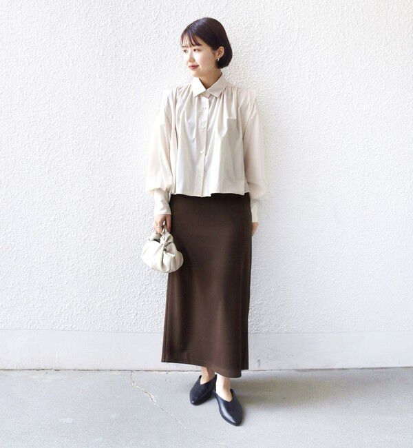 SHIPS for women「堀田茜&times;SHIPS:〈接触冷感/撥水/洗濯機可能〉TEXBRID(R) ギャザー ブラウス」|シャツ・ブラウス|