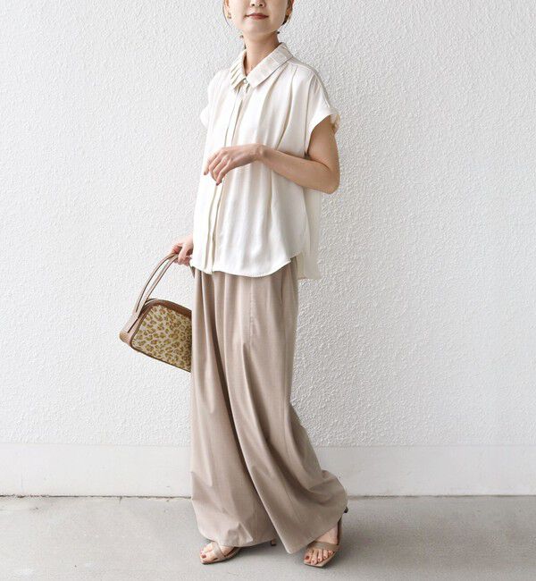 SHIPS for women「《予約》【WEB限定】〈手洗い可能〉ヴィンテージ サテン 襟 タック デザイン ブラウス」|シャツ・ブラウス|