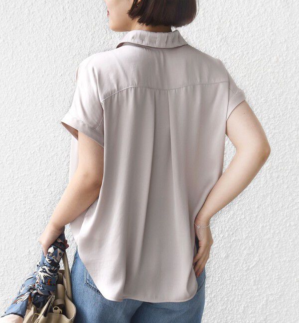 SHIPS for women「《予約》【WEB限定】〈手洗い可能〉ヴィンテージ サテン 襟 タック デザイン ブラウス」|シャツ・ブラウス|