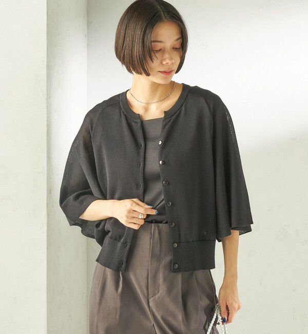 SHIPS for women「《予約》〈手洗い可能〉綿 フレア スリーブ キーネック カーディガン」|カーディガン|