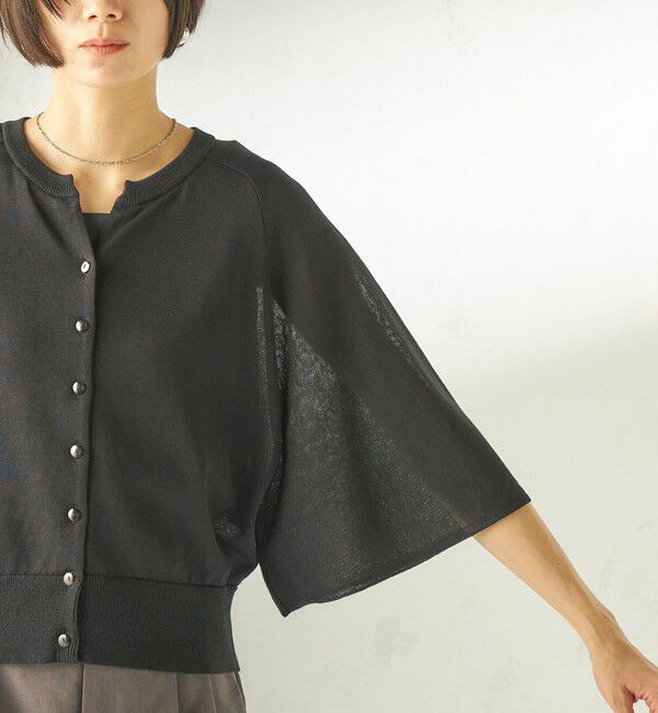 SHIPS for women「《予約》〈手洗い可能〉綿 フレア スリーブ キーネック カーディガン」|カーディガン|