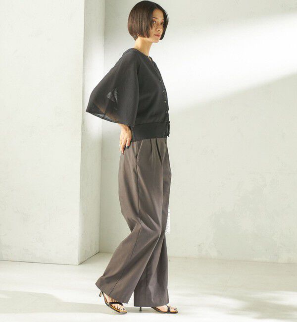 SHIPS for women「《予約》〈手洗い可能〉綿 フレア スリーブ キーネック カーディガン」|カーディガン|