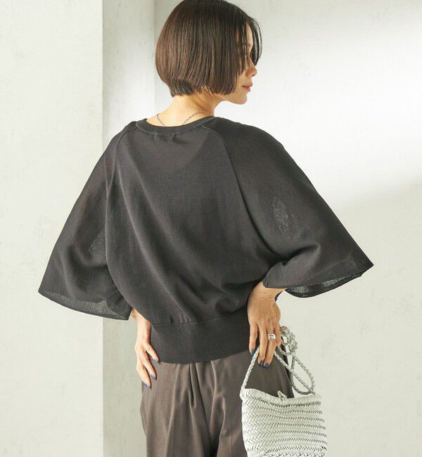 SHIPS for women「《予約》〈手洗い可能〉綿 フレア スリーブ キーネック カーディガン」|カーディガン|