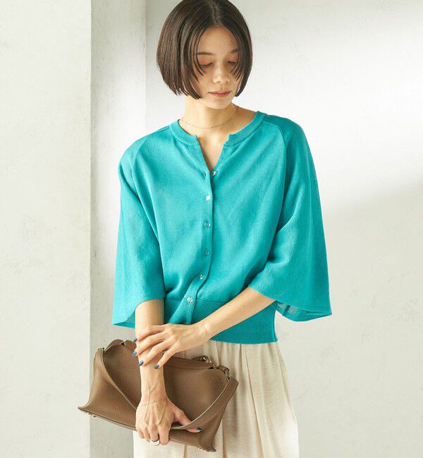 SHIPS for women「《予約》〈手洗い可能〉綿 フレア スリーブ キーネック カーディガン」|カーディガン|