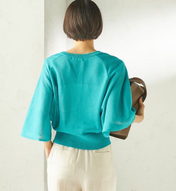 SHIPS for women「《予約》〈手洗い可能〉綿 フレア スリーブ キーネック カーディガン」|カーディガン|