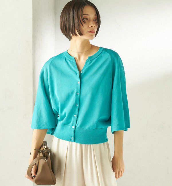 SHIPS for women「《予約》〈手洗い可能〉綿 フレア スリーブ キーネック カーディガン」|カーディガン|