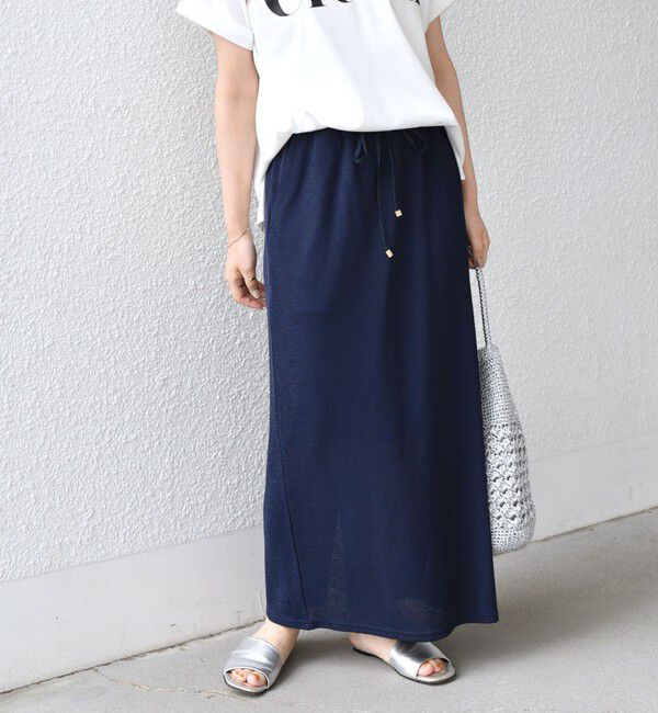 SHIPS Colors 「《予約》SHIPS Colors:〈手洗い可能〉リネンライク ミラノ タイトスカート◆」|タイト|ネイビー