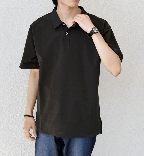 SHIPS any「【WEB限定】SHIPS any:〈吸水速乾/抗菌防臭/UVカット〉サーパスウェーブ 半袖 ポロシャツ◆」|ポロシャツ|チャコールグレー