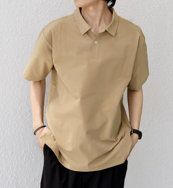 SHIPS any「【WEB限定】SHIPS any:〈吸水速乾/抗菌防臭/UVカット〉サーパスウェーブ 半袖 ポロシャツ◆」|ポロシャツ|ベージュ