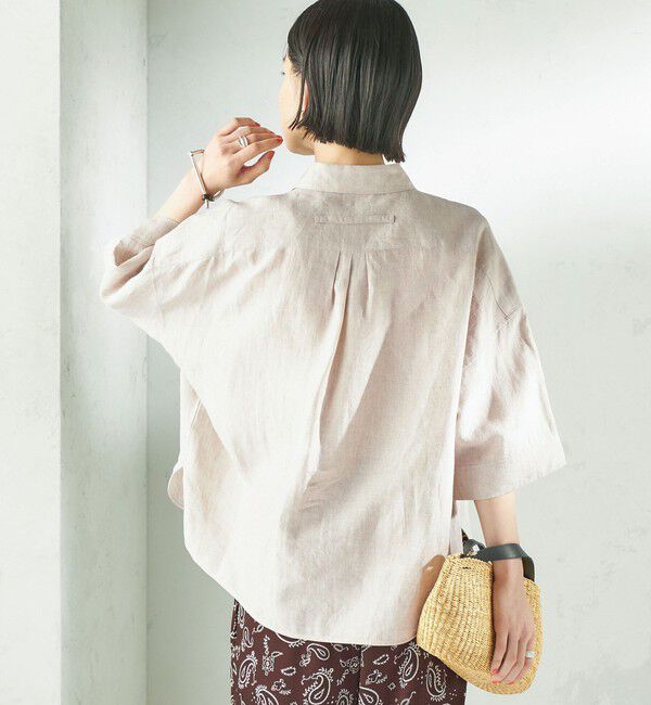 SHIPS for women「《予約》TICCA:〈手洗い可能〉リネン 半袖 シャツ」|シャツ・ブラウス|