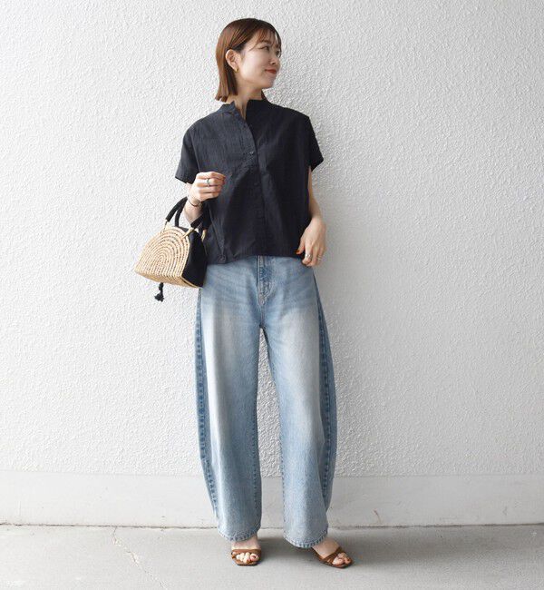 SHIPS any「《予約》SHIPS any:〈多機能/洗濯機可能〉シェルテック ドルマン バンド カラー シャツ」|シャツ・ブラウス|