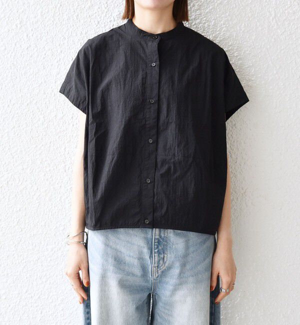 SHIPS any「《予約》SHIPS any:〈多機能/洗濯機可能〉シェルテック ドルマン バンド カラー シャツ」|シャツ・ブラウス|