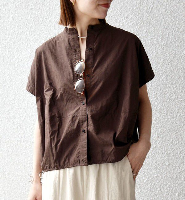 SHIPS any「《予約》SHIPS any:〈多機能/洗濯機可能〉シェルテック ドルマン バンド カラー シャツ」|シャツ・ブラウス|