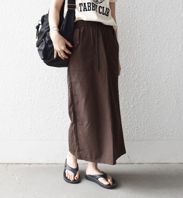 SHIPS any「《予約》SHIPS any:〈多機能/洗濯機可能〉シェルテック ポケット ストレート スカート」|スカート|ブラウン