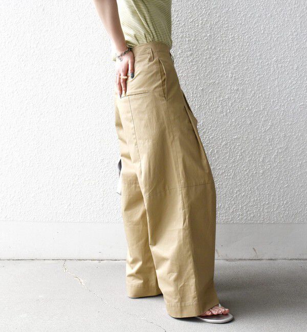 SHIPS any「《予約》SHIPS any:〈洗濯機可能〉コットン 2タック コクーン ワイド パンツ」|その他|ベージュ