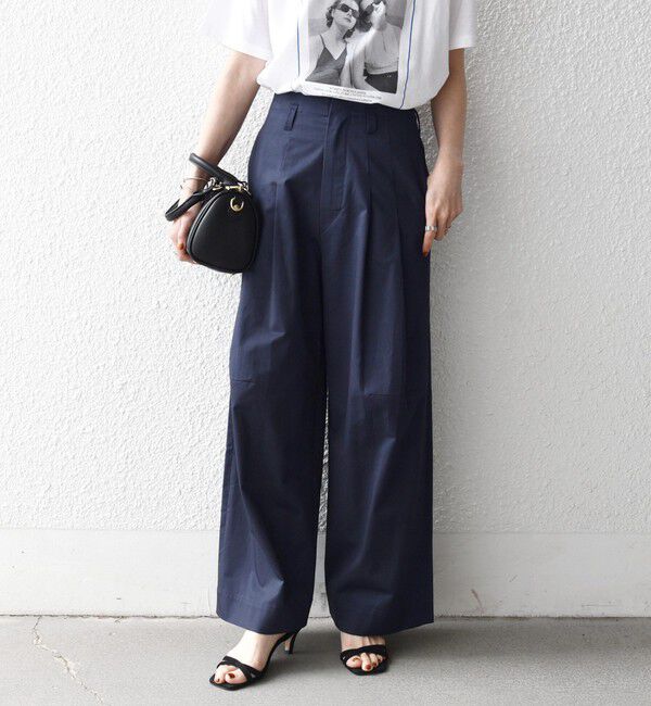 SHIPS any「《予約》SHIPS any:〈洗濯機可能〉コットン 2タック コクーン ワイド パンツ」|その他|ネイビー