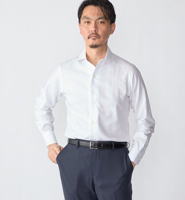 SHIPS「SHIPS:〈FUNCTION〉イージーアイロン ヘリンボーン ワンピースカラー シャツ」|シャツ・ブラウス|