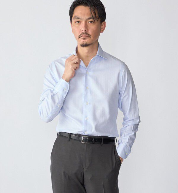 SHIPS「SHIPS:〈FUNCTION〉イージーアイロン ヘリンボーン ワンピースカラー シャツ」|シャツ・ブラウス|