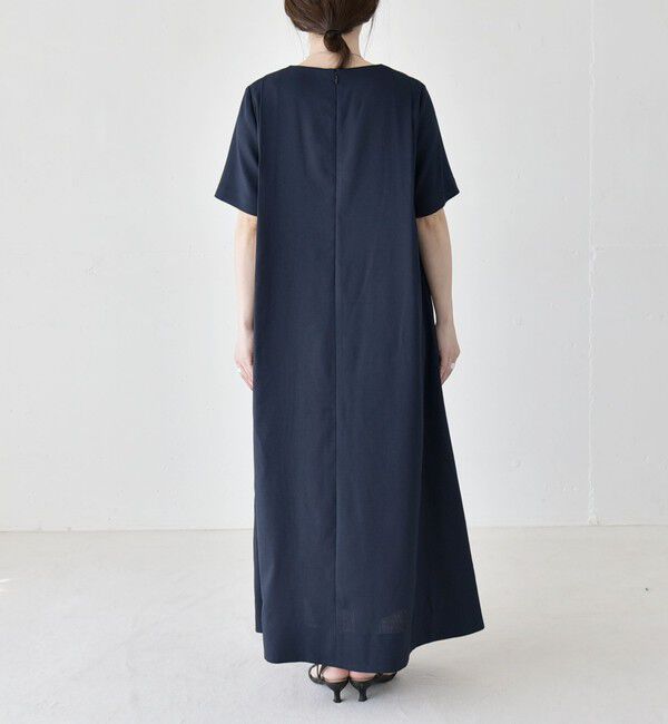 quaranciel「《予約》quaranciel:〈洗濯機可能〉リネンライク Aライン クルーネック ロング ワンピース」|ワンピース|