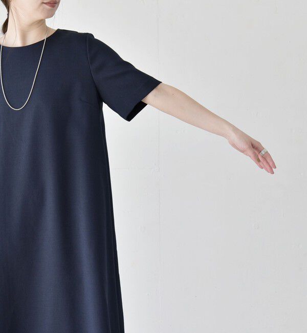 quaranciel「《予約》quaranciel:〈洗濯機可能〉リネンライク Aライン クルーネック ロング ワンピース」|ワンピース|