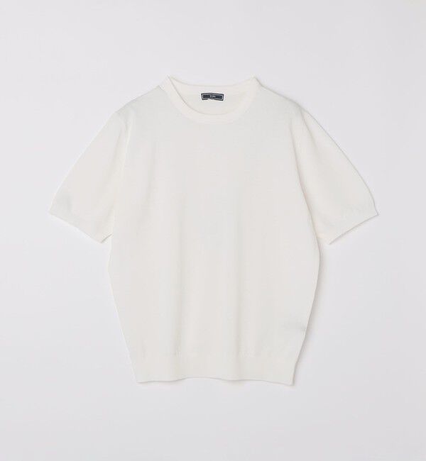 SHIPS「SHIPS:〈接触冷感〉 ICE COTTON クルーネック ショート スリーブ ニット Tシャツ」|ニット・セーター|ホワイト