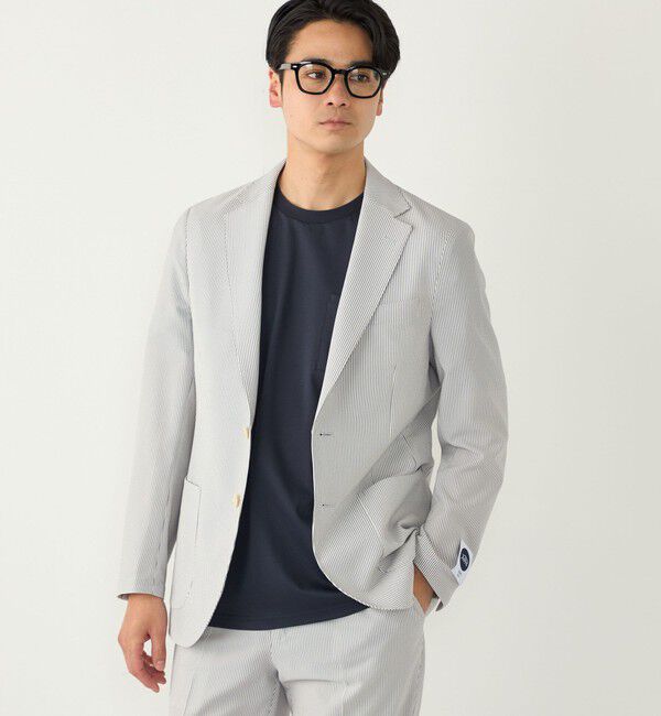 SHIPS Colors 「《予約》SHIPS Colors:〈洗濯機可能〉ファブリーズ シアサッカー ジャケット◆」|テーラードジャケット|