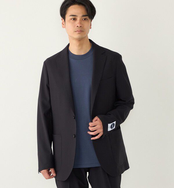 SHIPS Colors 「《予約》SHIPS Colors:〈洗濯機可能〉ファブリーズ シアサッカー ジャケット◆」|テーラードジャケット|ダークブルー